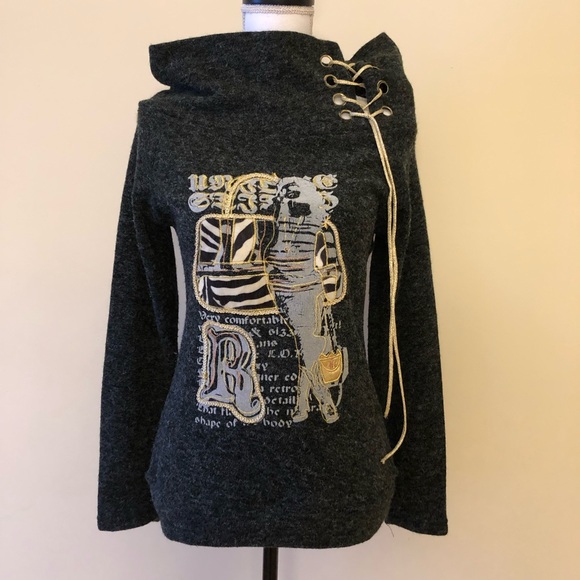 Sweaters - Charcoal cowl neck sweater